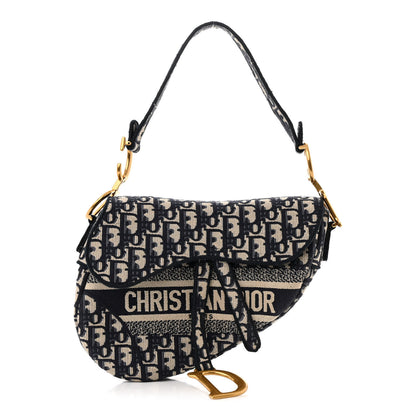 Christian Dior Oblique Embroidered Saddle Bag Blue 1 of 10