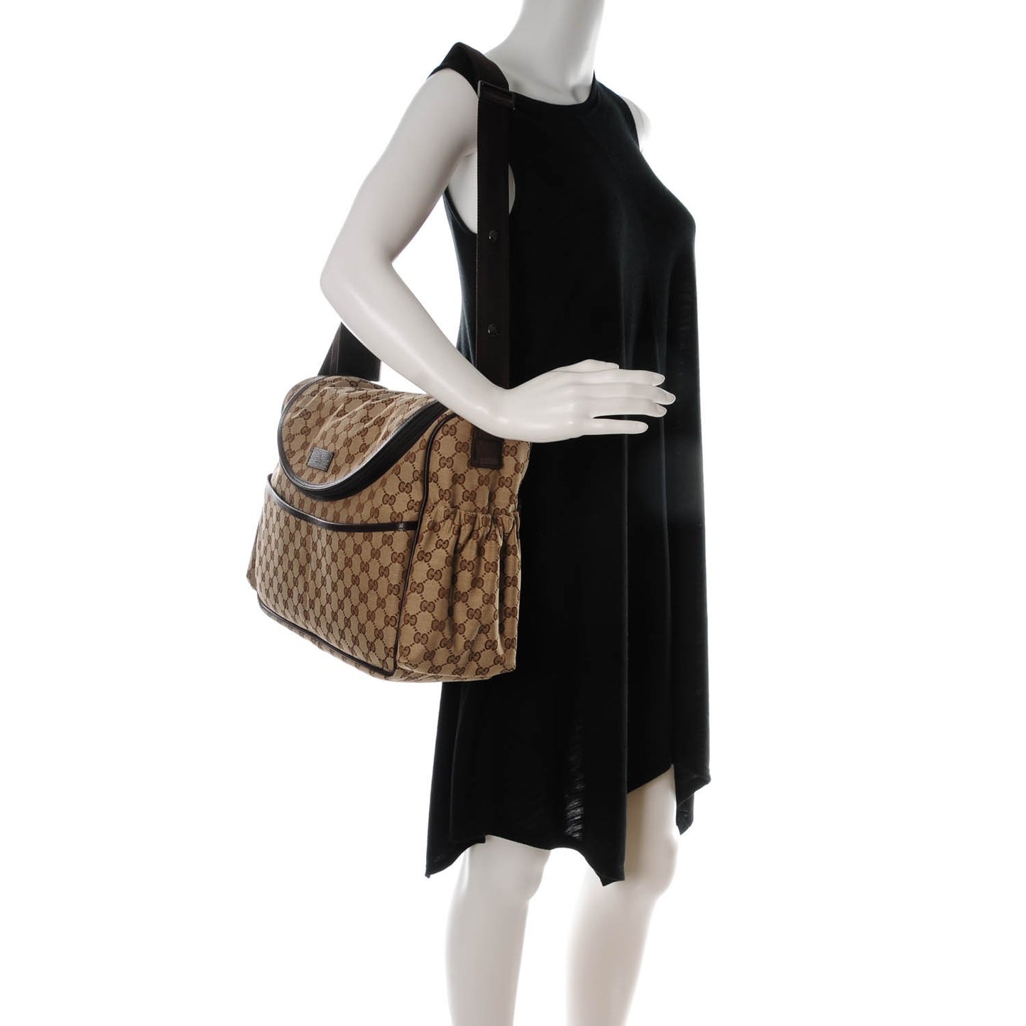 Monogram Natural Pigskin Large Diaper Bag Beige Ebony Cocoa Dark Chocolate