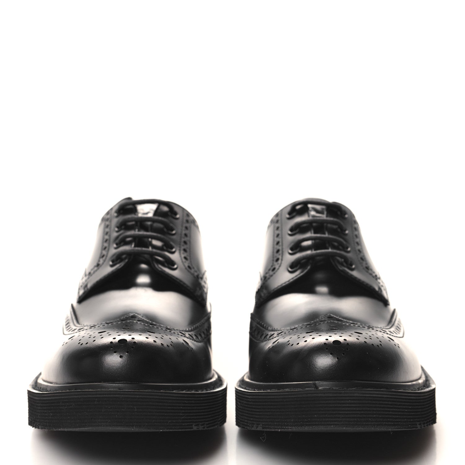 Prada Spazzolato Rois Lace Up Uomo Brogue Loafers 8 Black 2 of 9