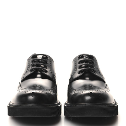 Prada Spazzolato Rois Lace Up Uomo Brogue Loafers 8 Black 2 of 9