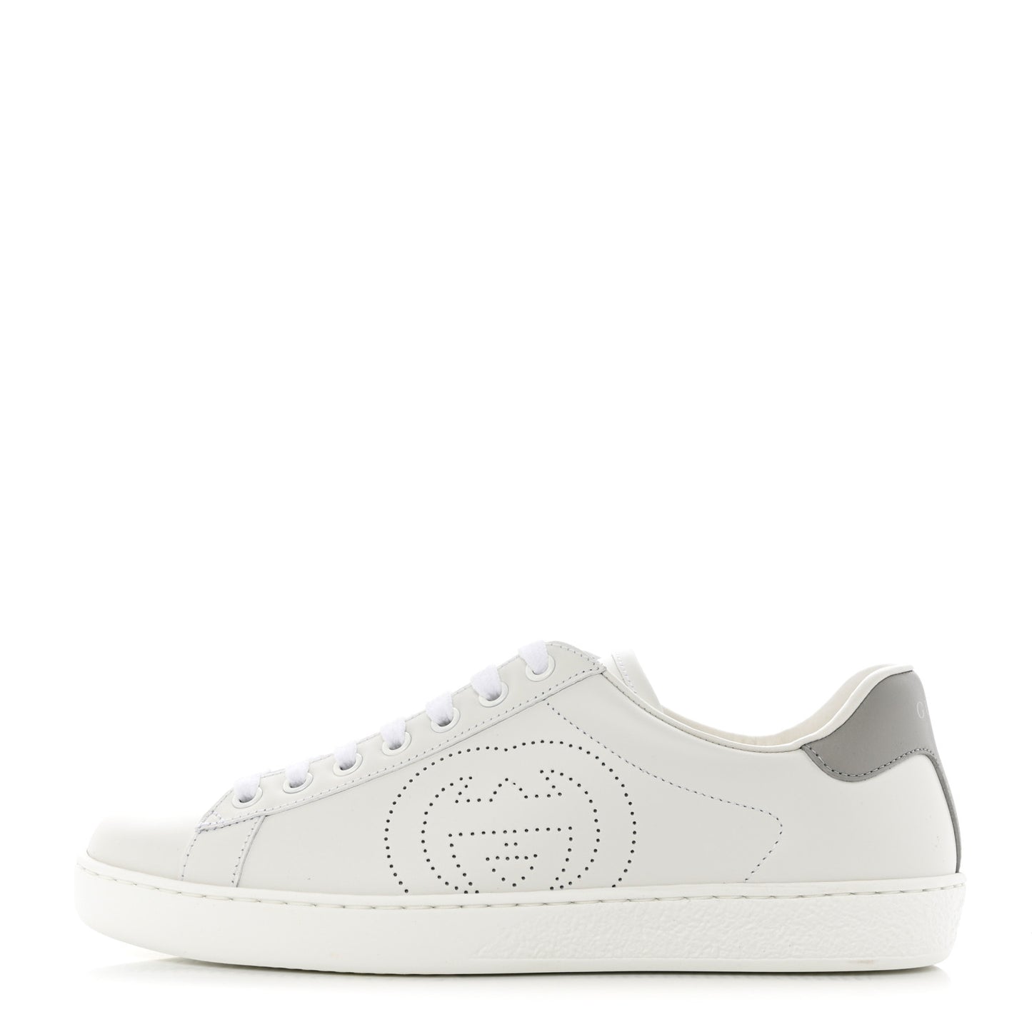 Calfskin Interlocking G Perforated Mens Ace Sneakers 5.5 White Grey Sky