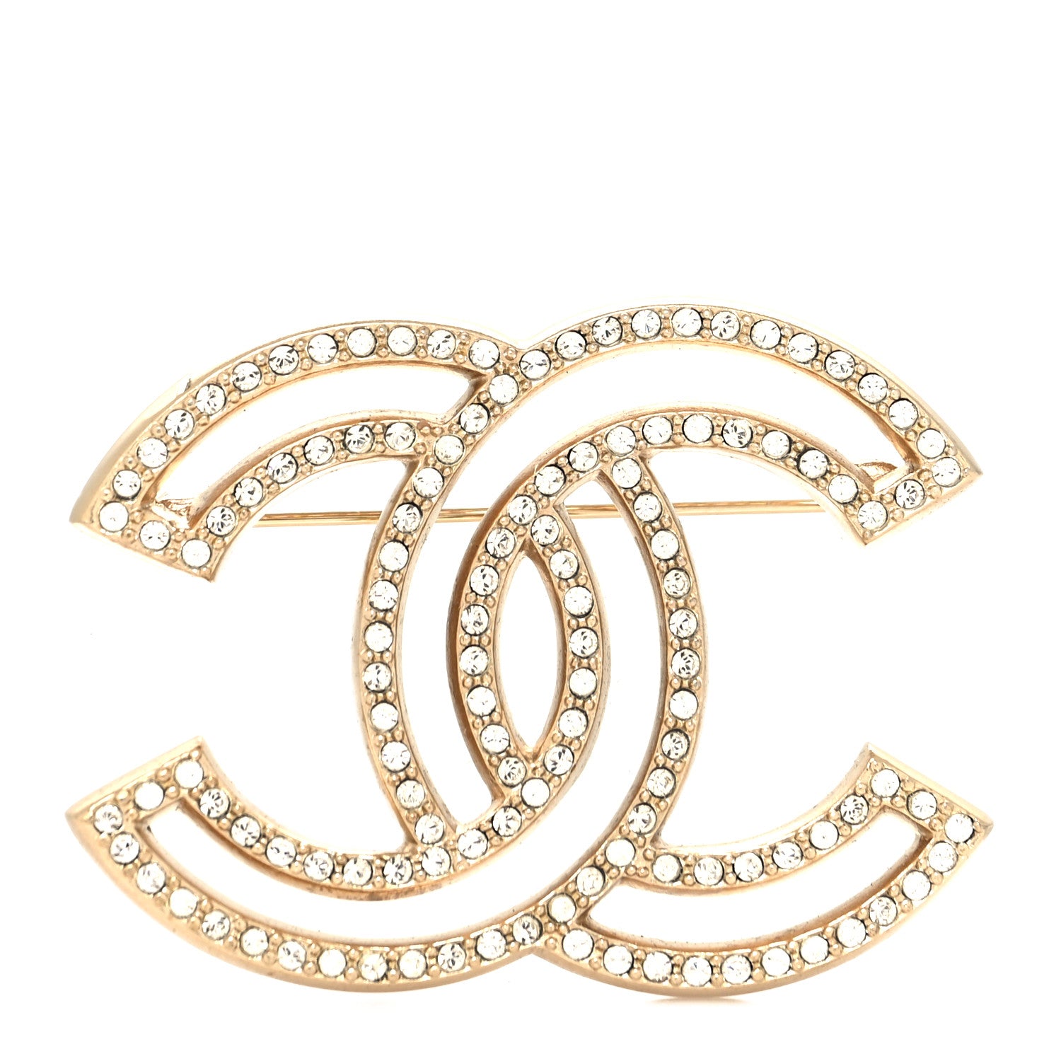 Chanel Crystal CC Brooch Light Gold 2 of 4