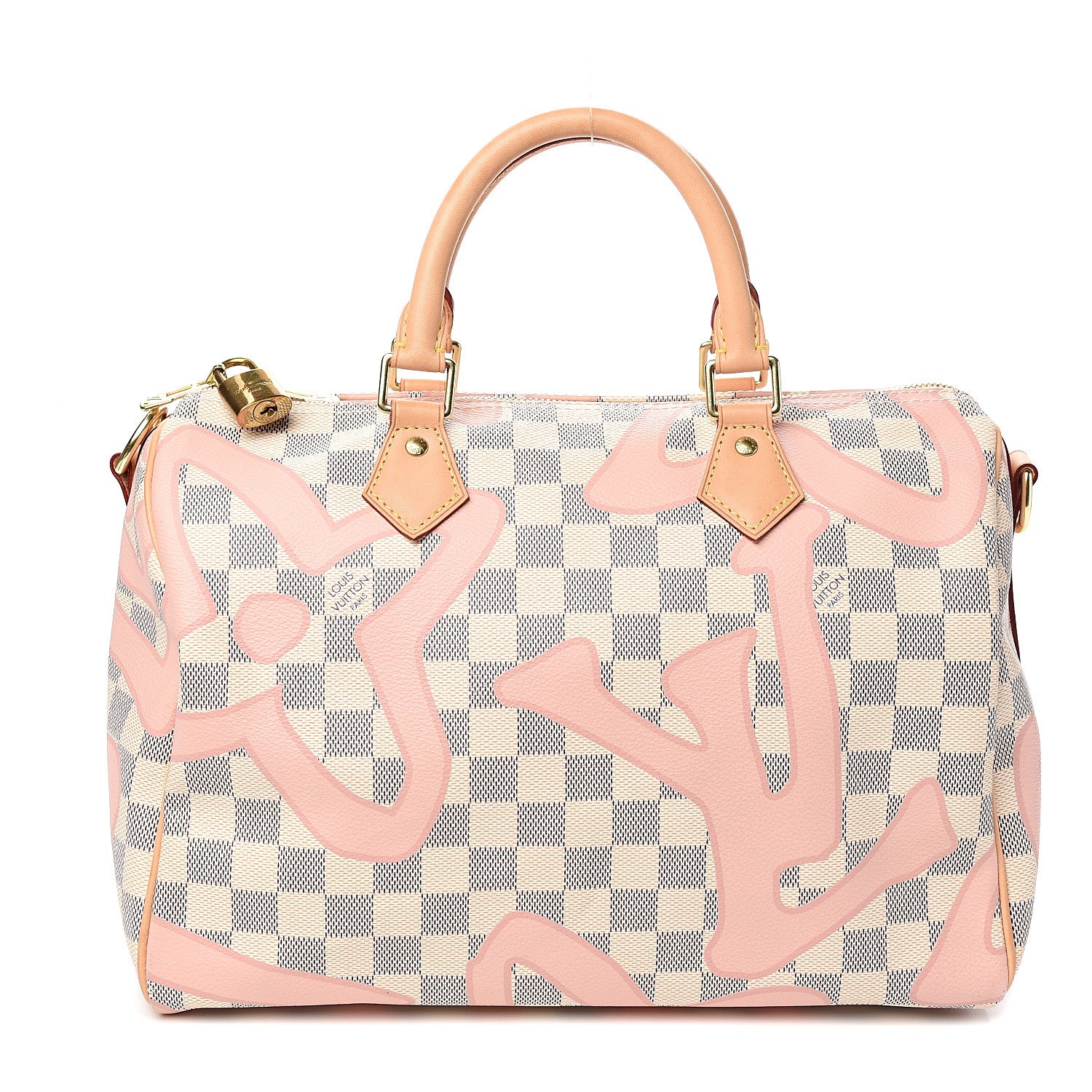 Louis Vuitton Damier Azur Tahitienne Speedy Bandouliere 30 Rose Ballerine 1 of 9