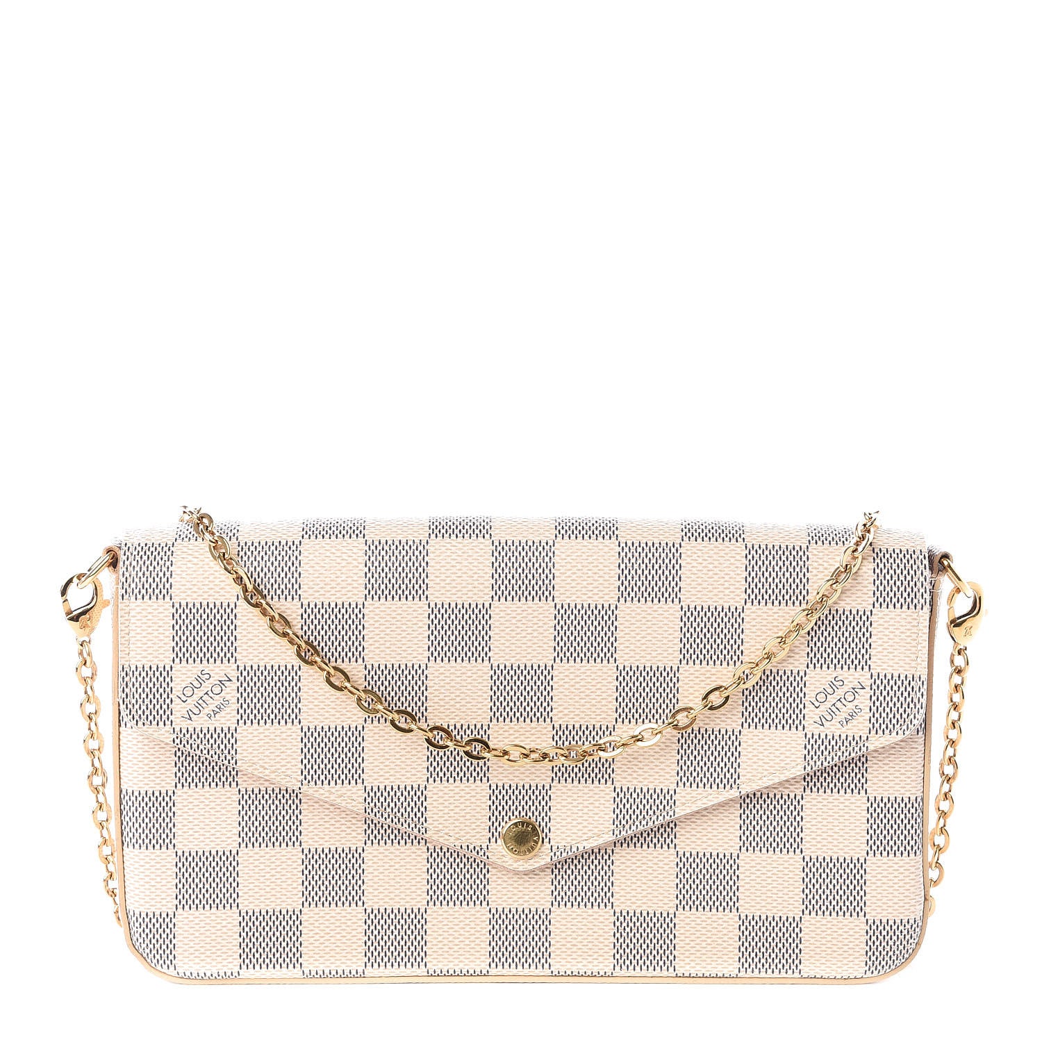 Louis Vuitton Damier Azur Pochette Felicie Chain Wallet Rose Ballerine 1 of 11