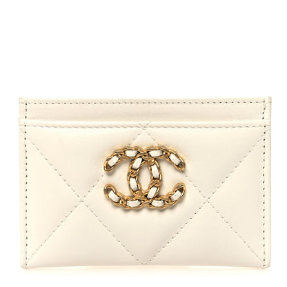 Chanel Lambskin Quilted Chanel 19 Card Holder White 1 of 9