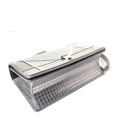 Christian Dior Metallic Patent Micro-Cannage Medium Diorama Flap Bag Silver 4 of 8