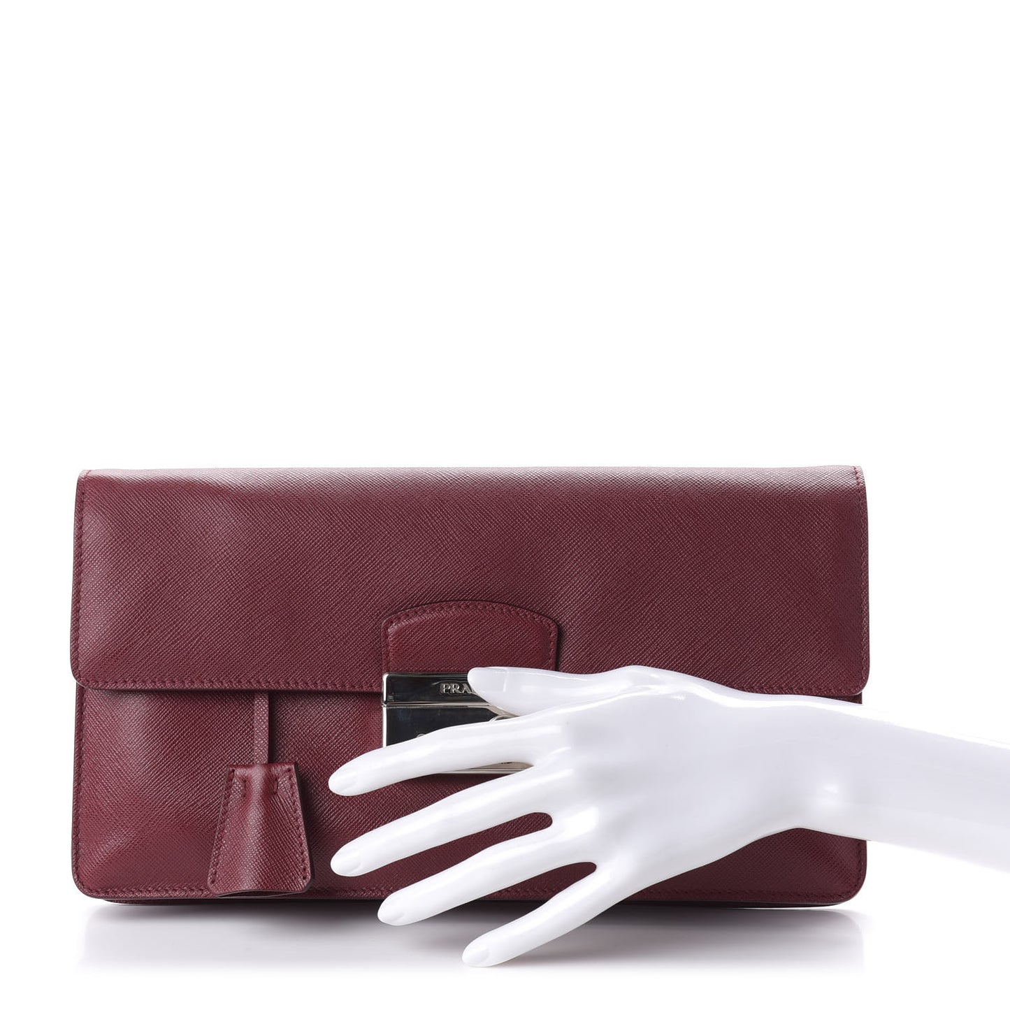 Saffiano Lux Sound Clutch Cherry
