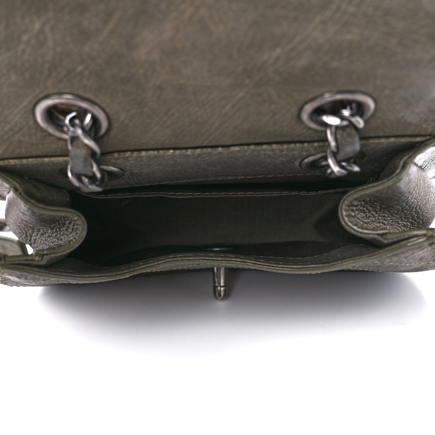 Metallic Calfskin Small Coco Twin Flap Dark Green