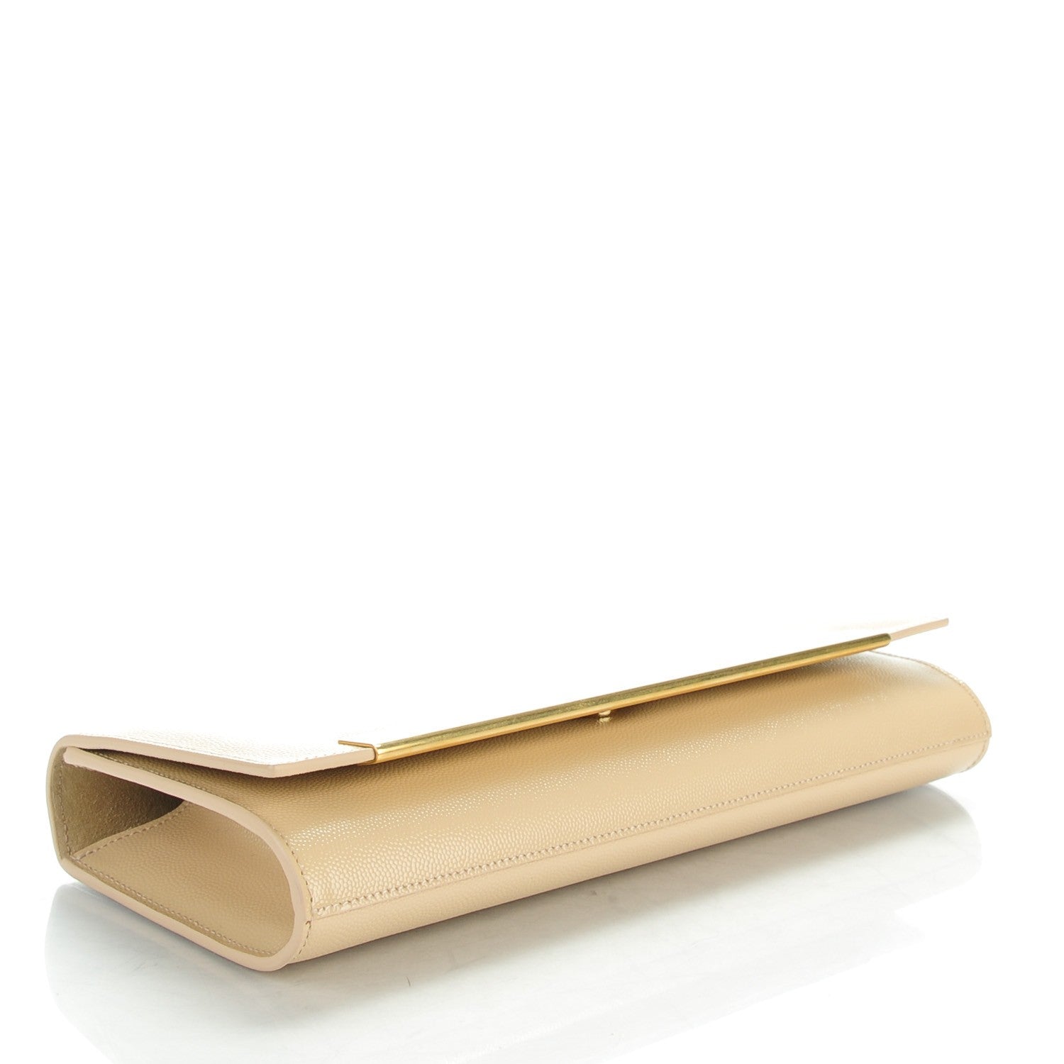 Saint Laurent Patent Grain de Poudre Lutetia Flap Clutch Beige 4 of 7
