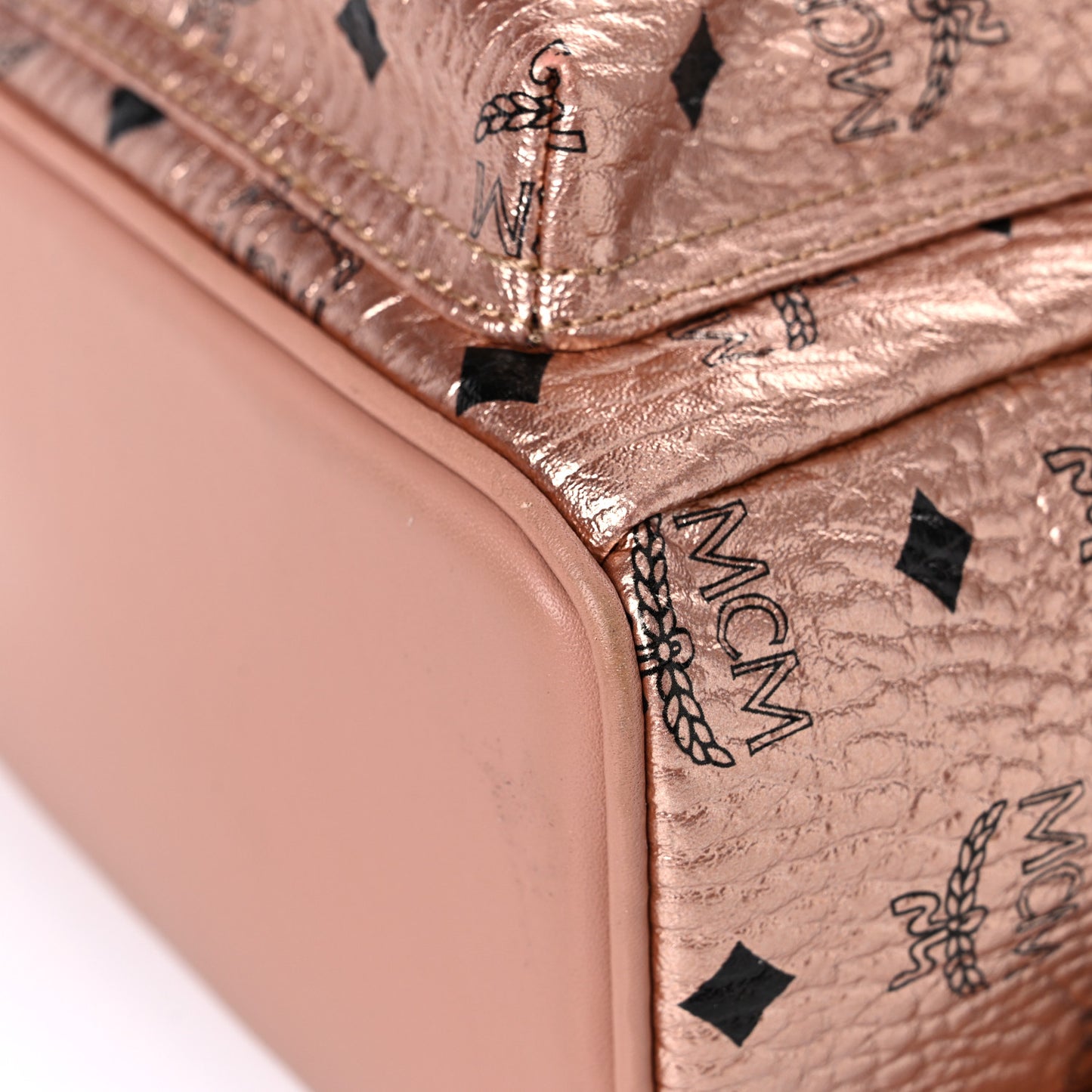 Metallic Visetos Mini Side Stud Stark Backpack Champagne Gold