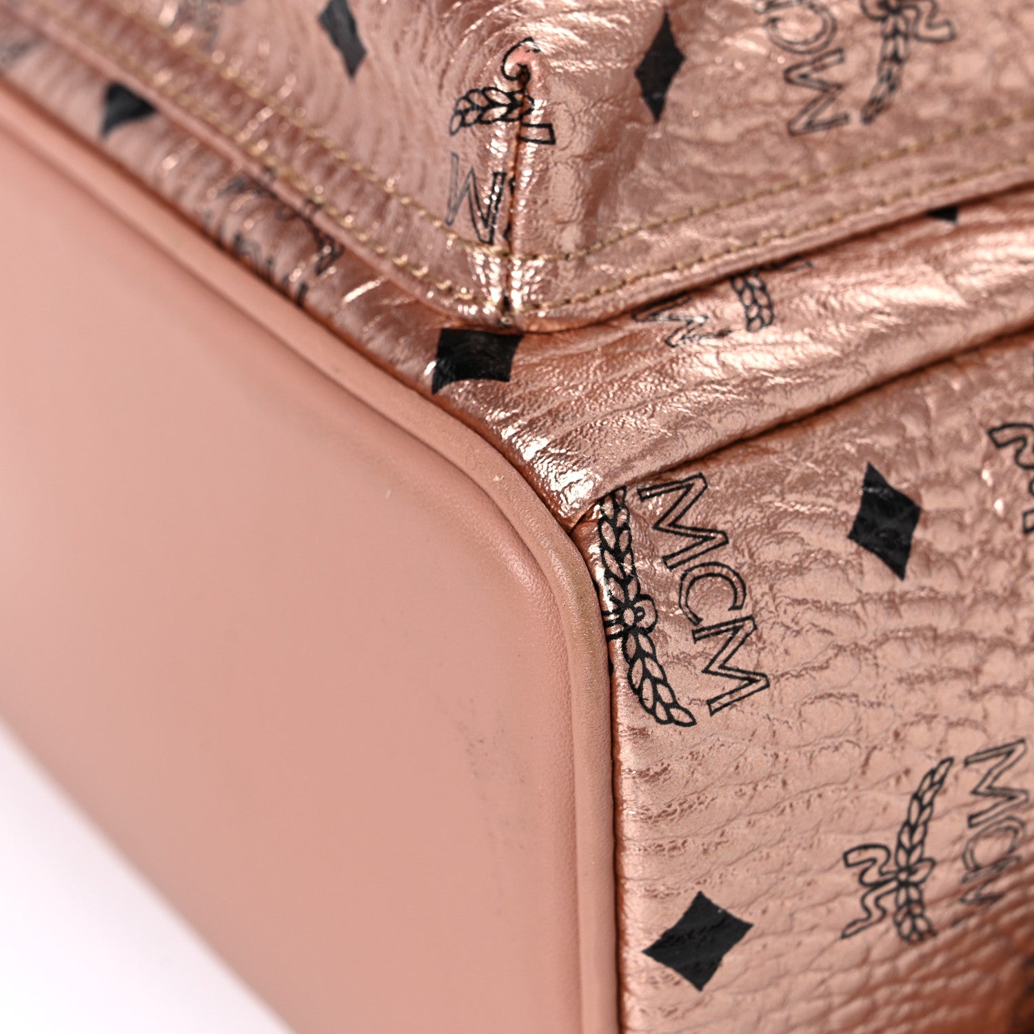 MCM Metallic Visetos Mini Side Stud Stark Backpack Champagne Gold 8 of 22