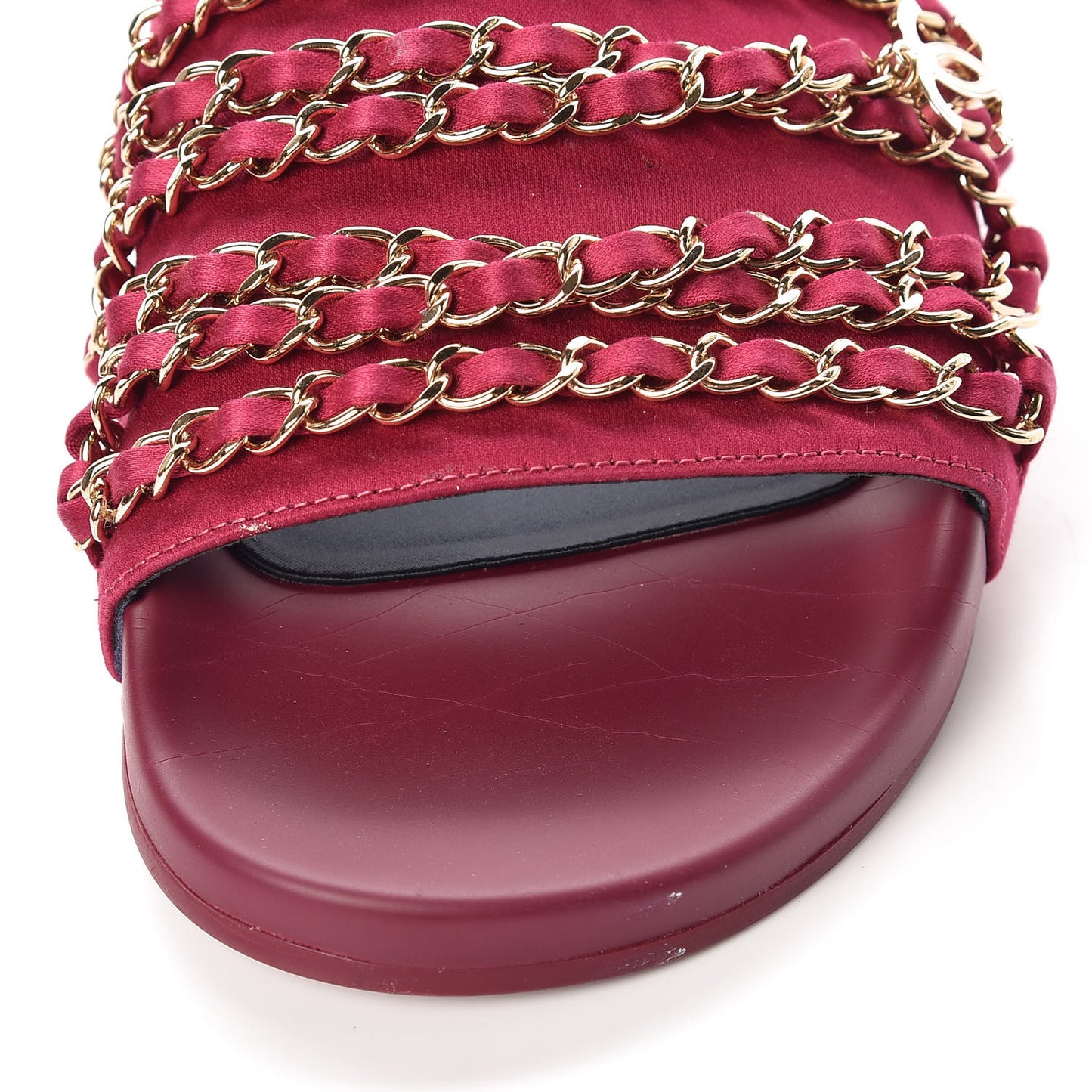 Satin Chain Flat Sandals 40 Dark Fuchsia