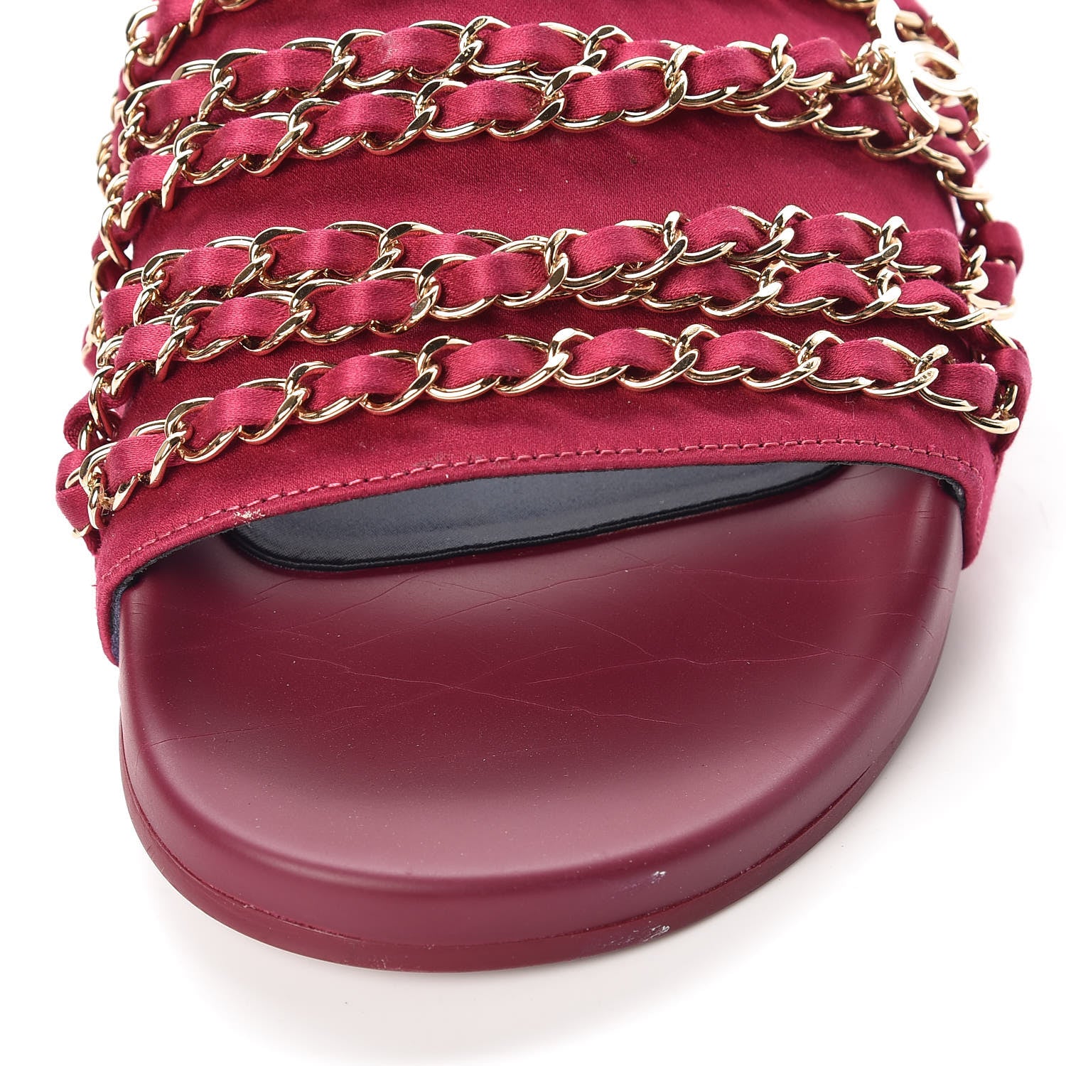 Chanel Satin Chain Flat Sandals 40 Dark Fuchsia 8 of 10