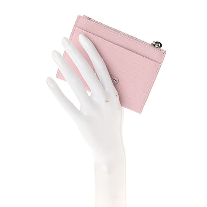 Prada Saffiano Metal Zip Card Holder Wallet Alabastro 2 of 6
