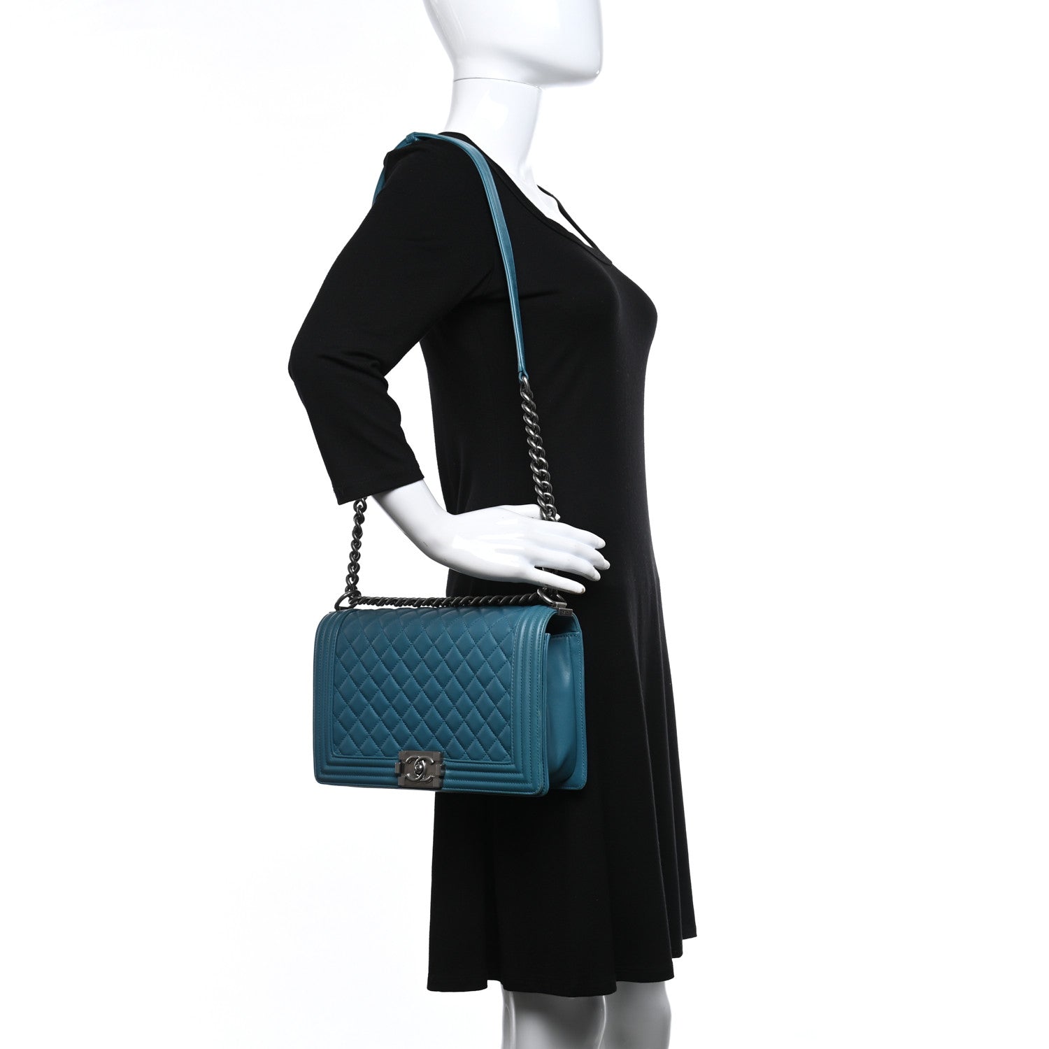 Chanel Lambskin Quilted New Medium Boy Flap Turquoise 2 of 9