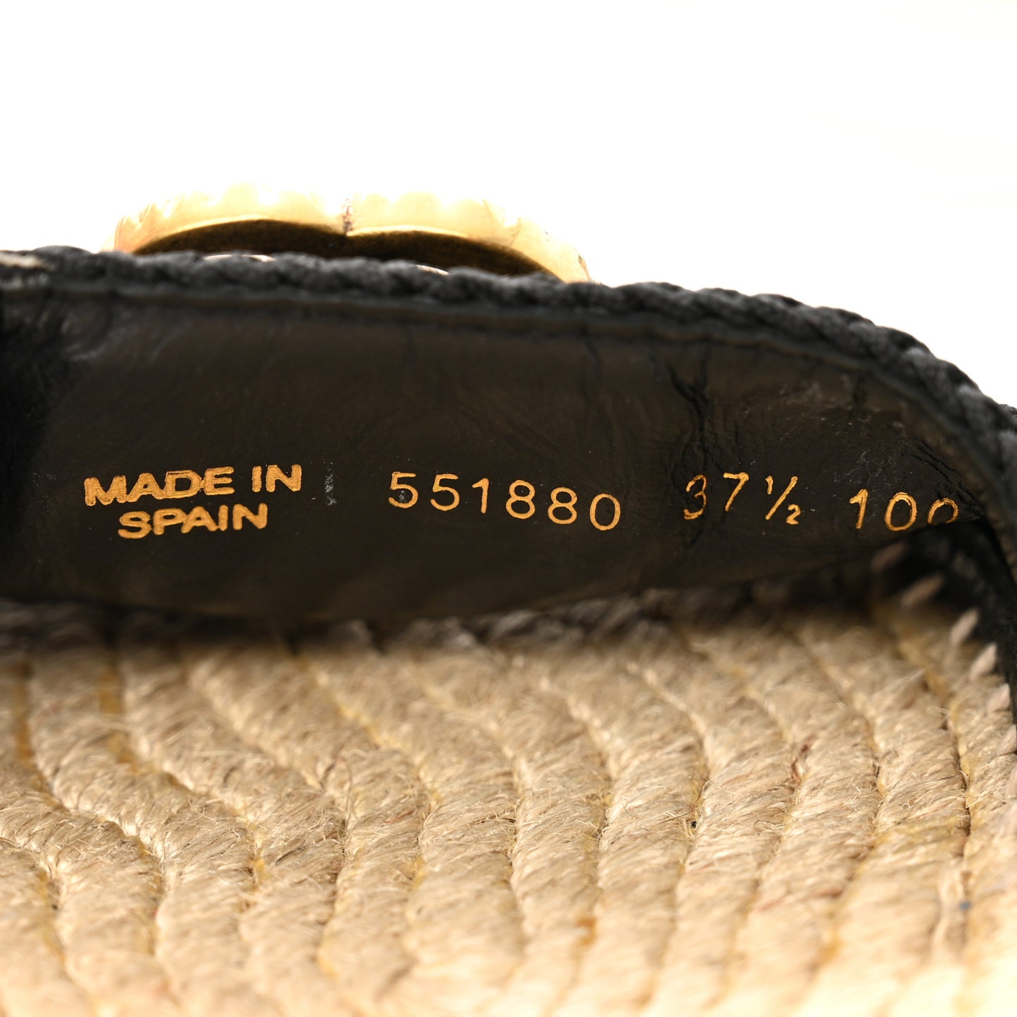 Cotton Malaga Kid Crochet Pearly GG Lilibeth Espadrille Platform Sandals 37.5 Black