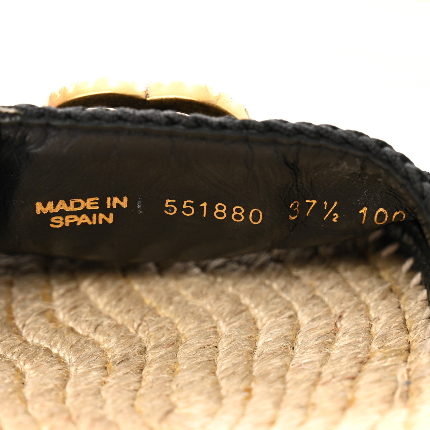 Gucci Cotton Malaga Kid Crochet Pearly GG Lilibeth Espadrille Platform Sandals 37.5 Black 10 of 14