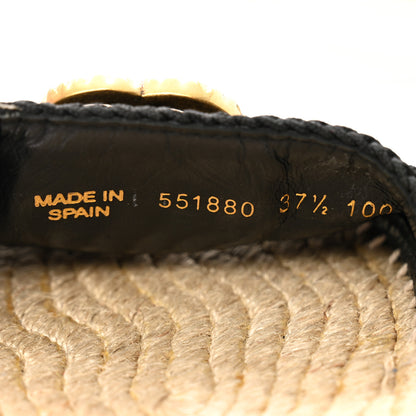 Gucci Cotton Malaga Kid Crochet Pearly GG Lilibeth Espadrille Platform Sandals 37.5 Black 10 of 14