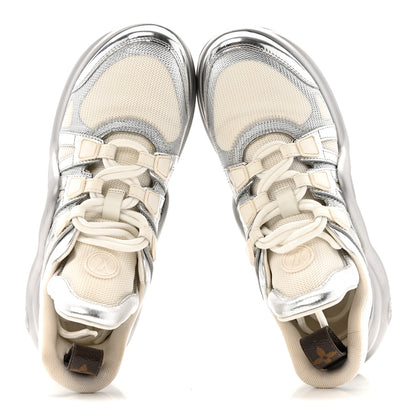 Louis Vuitton Metallic Calfskin Technical Nylon LV Archlight Sneakers 37 White Silver 6 of 14