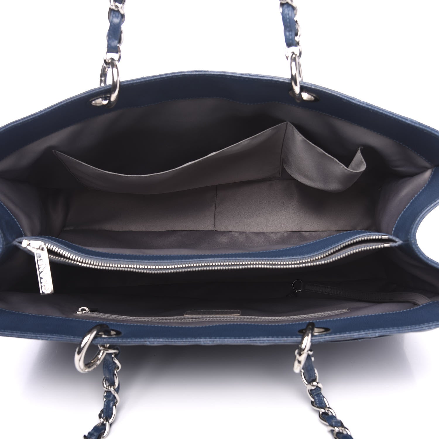 Chanel Caviar Quilted XL Grand Shopping Tote GST Navy Blue 4 of 13