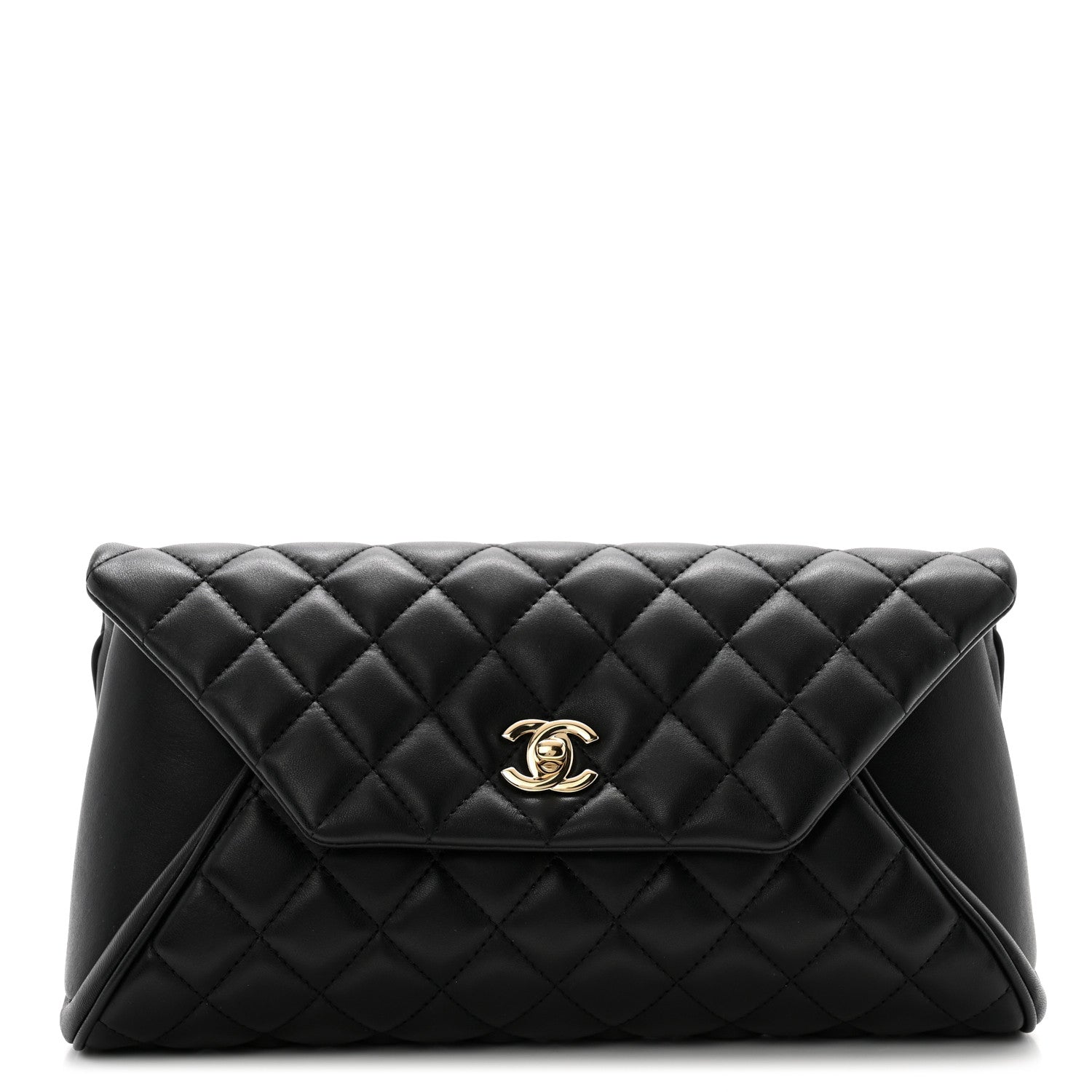 Chanel Lambskin Quilted Fold Up Again Clutch Black 1 of 10