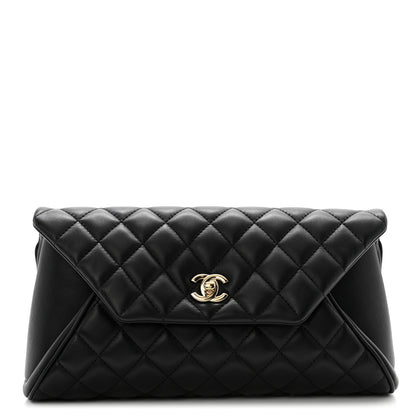 Chanel Lambskin Quilted Fold Up Again Clutch Black 1 of 10