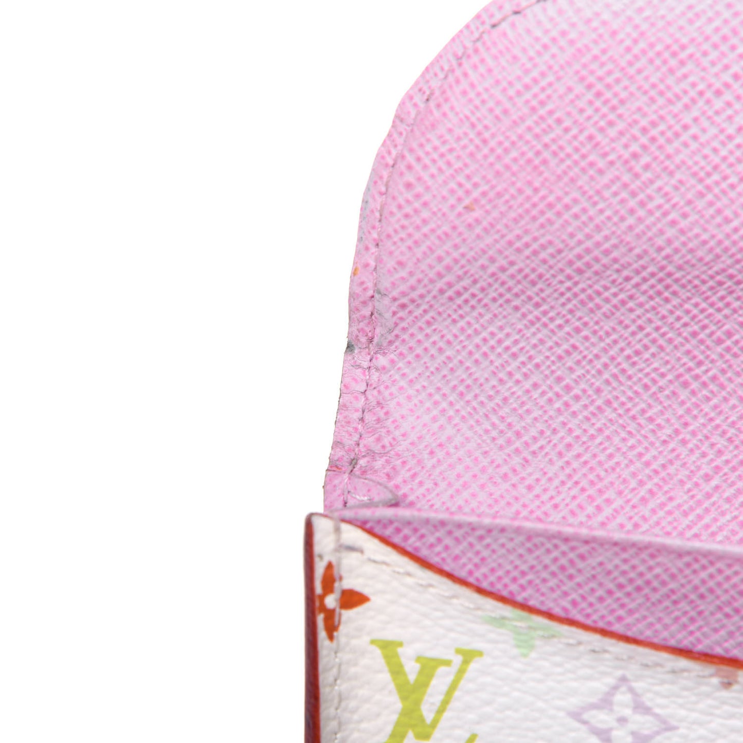 Monogram Multicolor Business Card Holder White Litchi