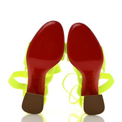 Christian Louboutin Elastic Patent Gladiapop 85 Heel Sandals 38 Fluo Yellow 6 of 12