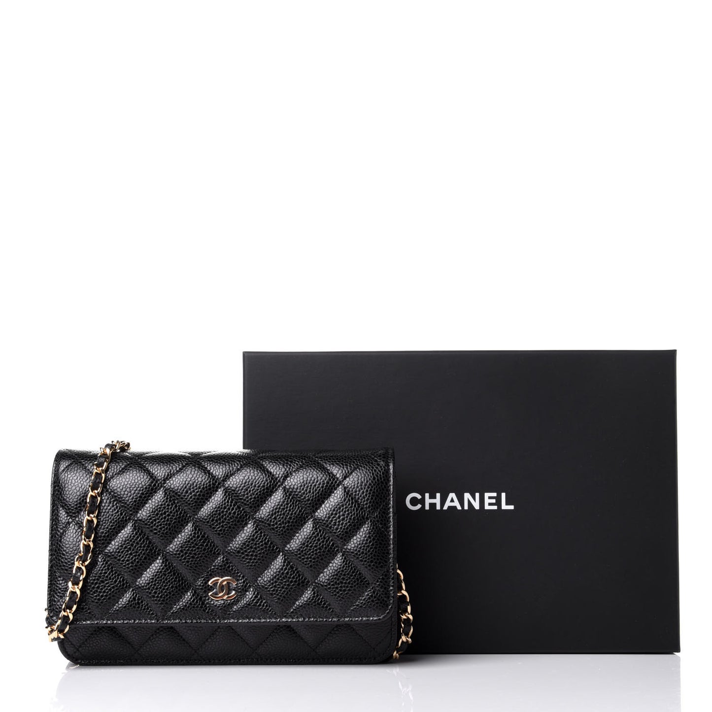 Caviar Quilted Wallet On Chain WOC Black