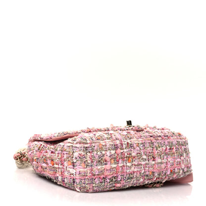 Chanel Tweed Medium Pearl Handle Flap Pink Beige Orange Ecru 4 of 10
