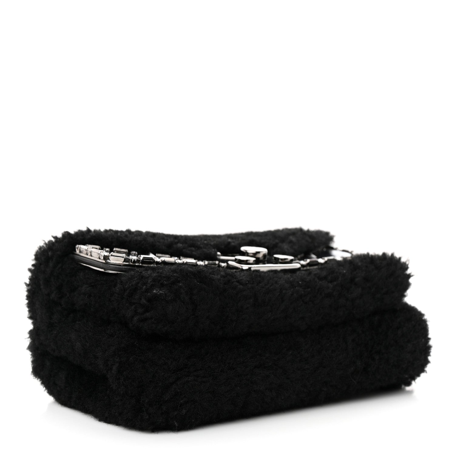 Fendi Shearling Crystal FF1974 Monster Eyes Small Bag Bug Chain Bag Narciso Tobacco Moro Black Tobacco Moro 4 of 10
