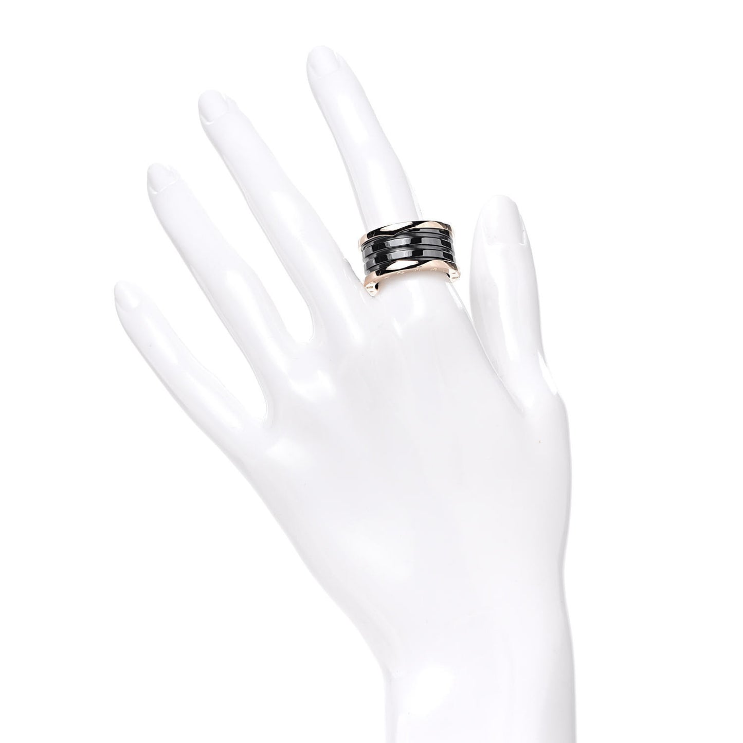 18K Rose Gold Black Ceramic B.Zero1 Four-Band Ring 57 8