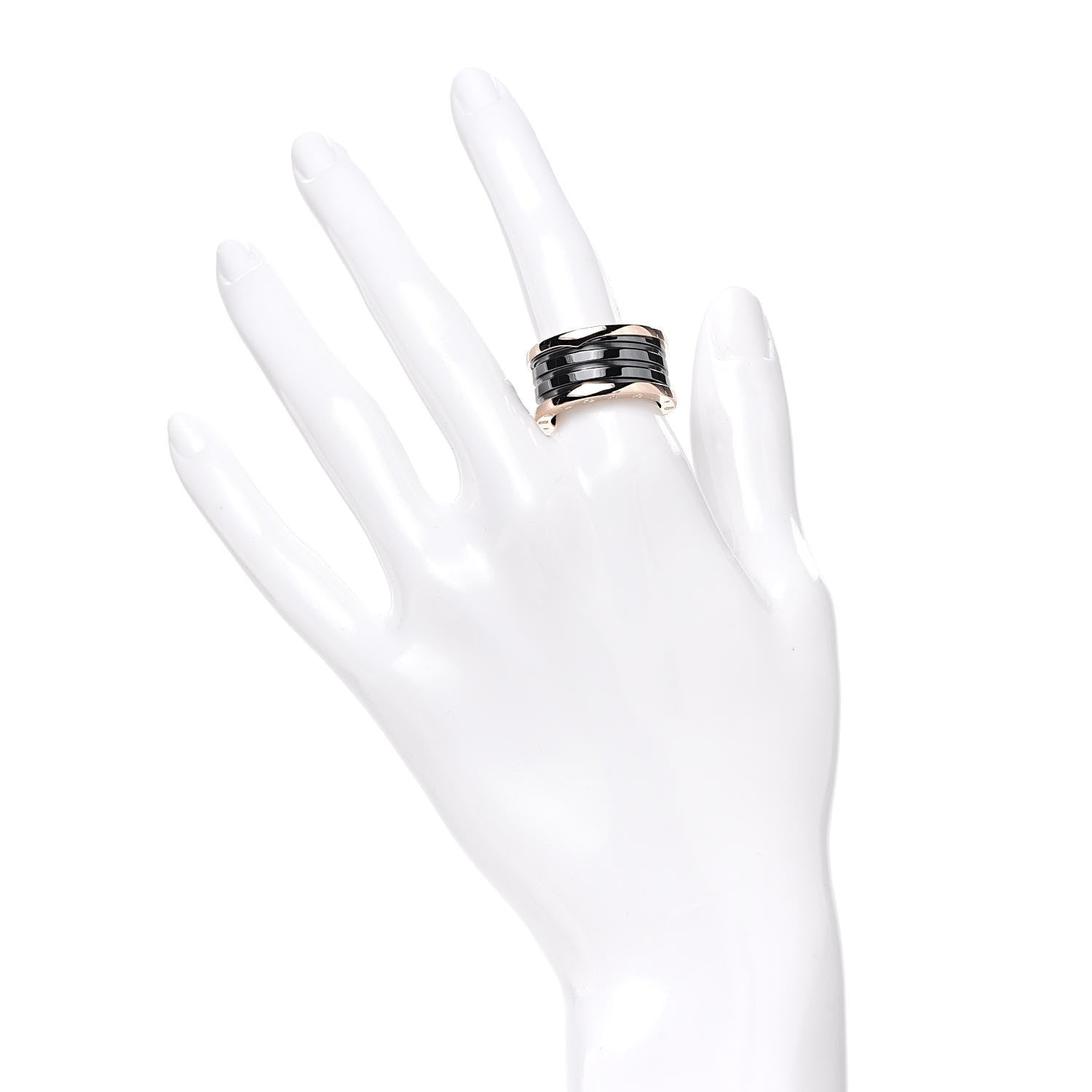 Bulgari 18K Rose Gold Black Ceramic B.Zero1 Four-Band Ring 57 8 2 of 5