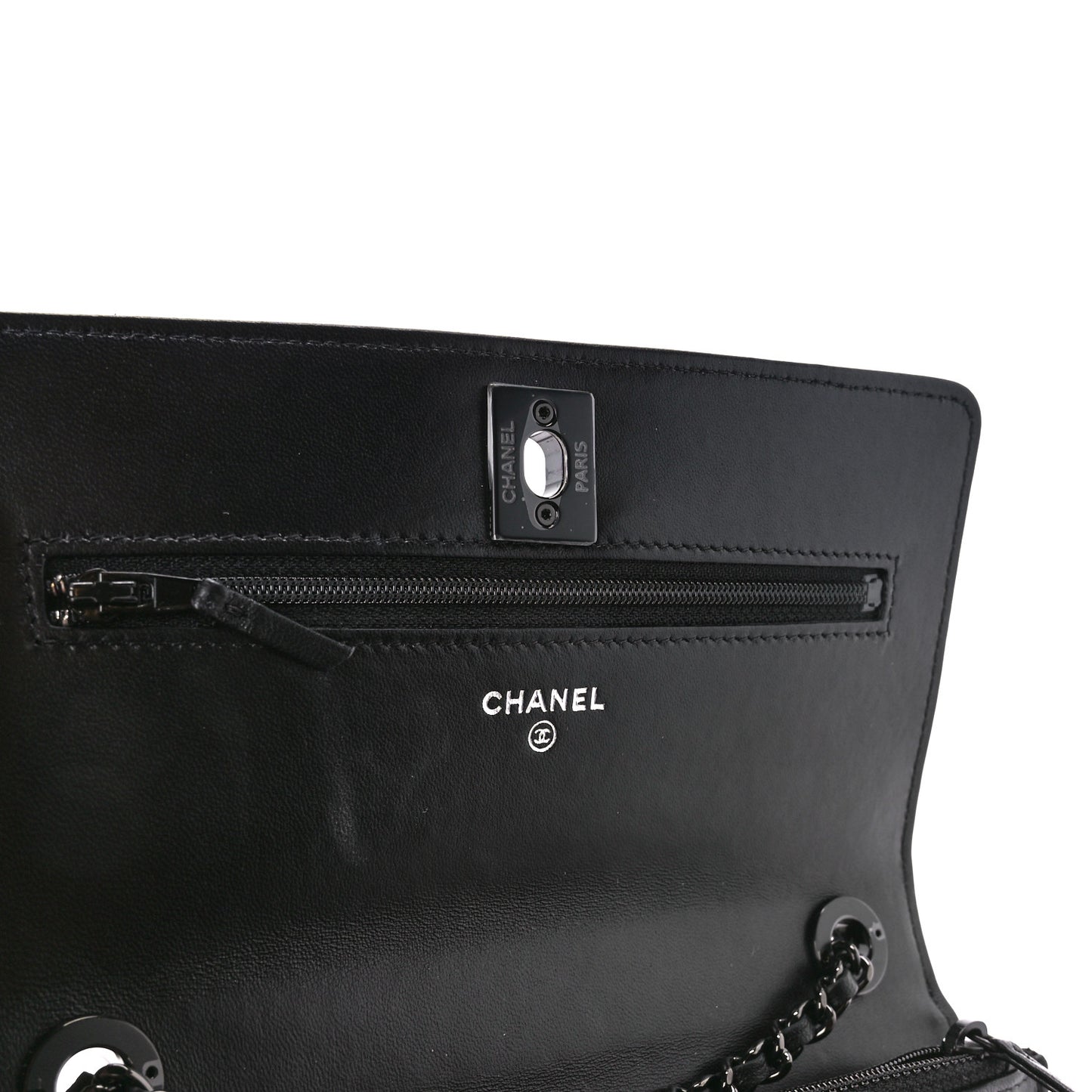Lambskin Quilted Trendy CC Wallet On Chain WOC So Black