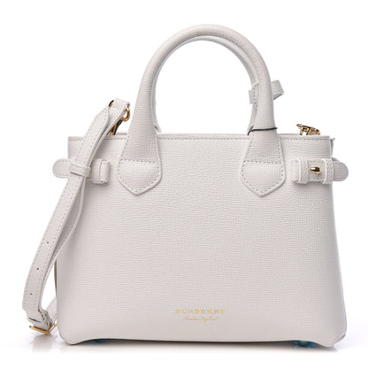 Burberry Grainy Calfskin House Check Small Banner Tote Chalk White 1 of 13