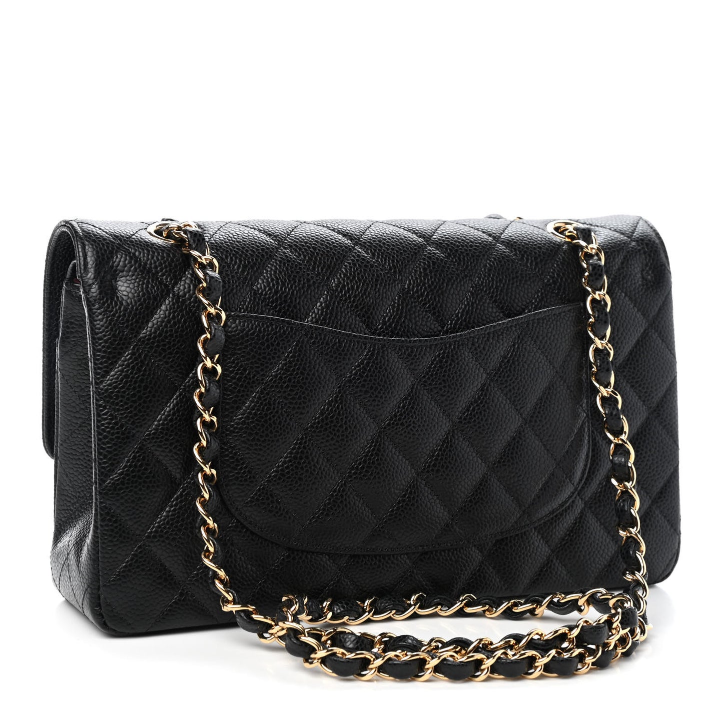 Caviar Quilted Medium Double Flap Black