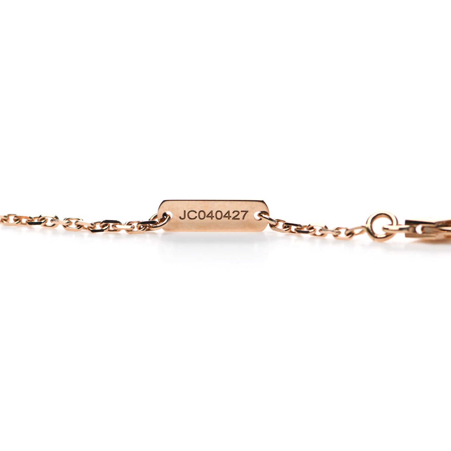 Van Cleef & Arpels 18K Rose Gold Diamond Rhodonite Vintage Alhambra Pendant Necklace 5 of 6
