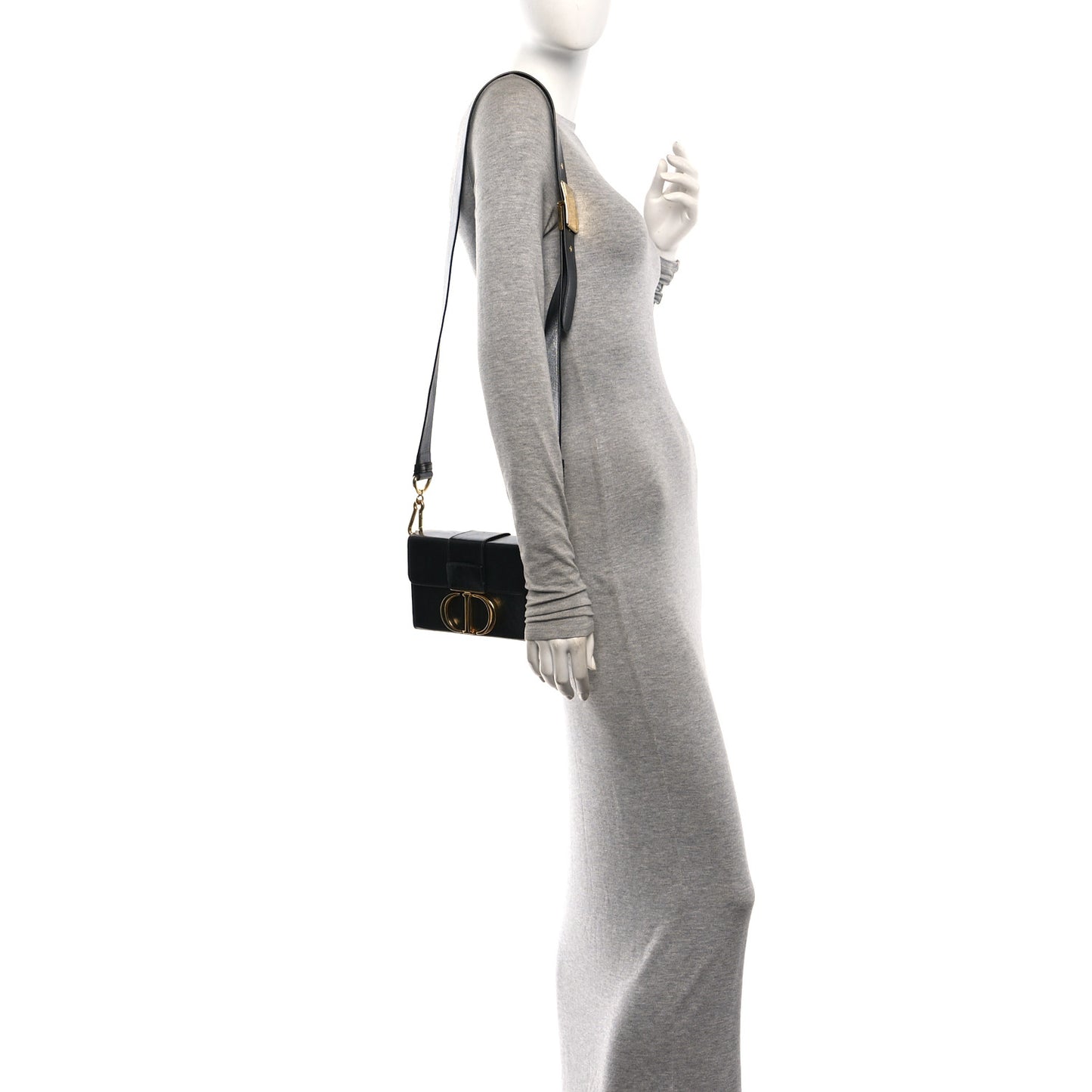 Crackled Lambskin 30 Montaigne Box Bag Black