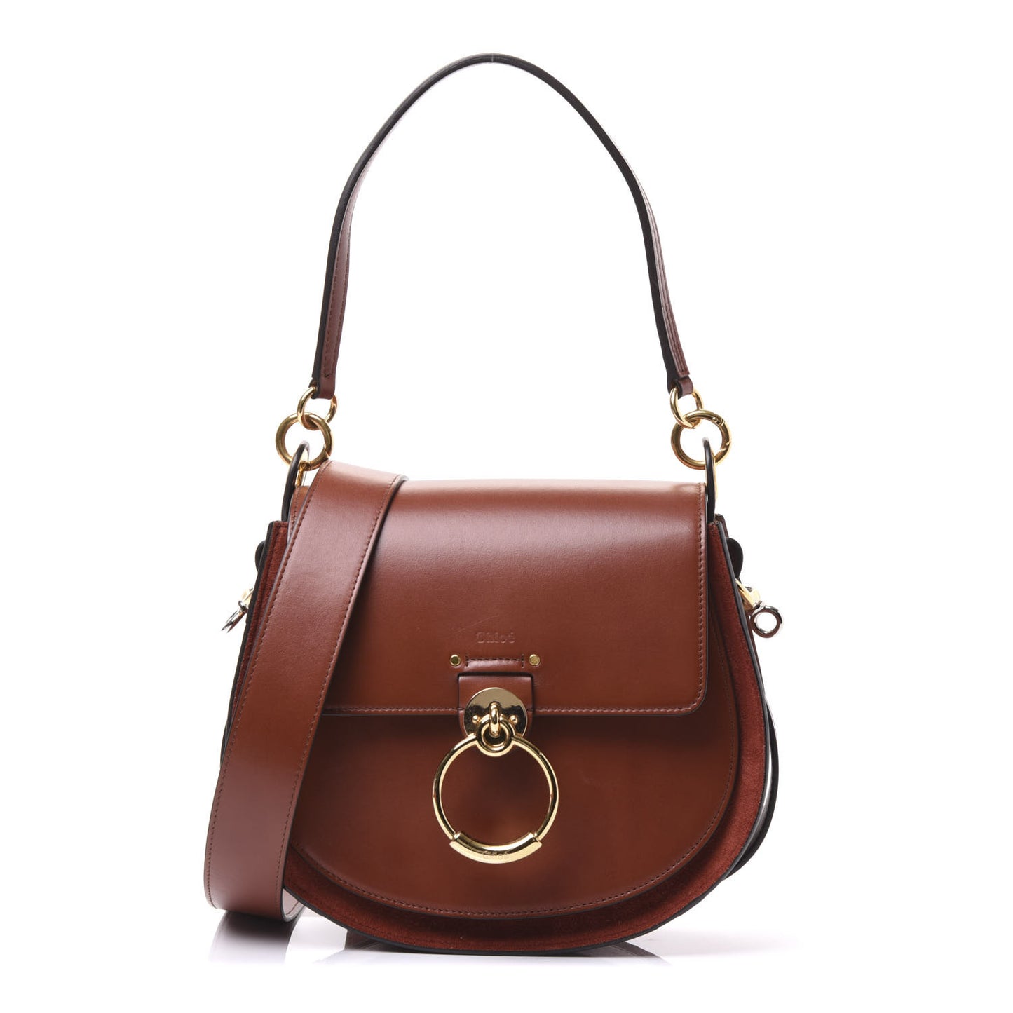 Calfskin Suede Large Tess Bag Sepia Brown
