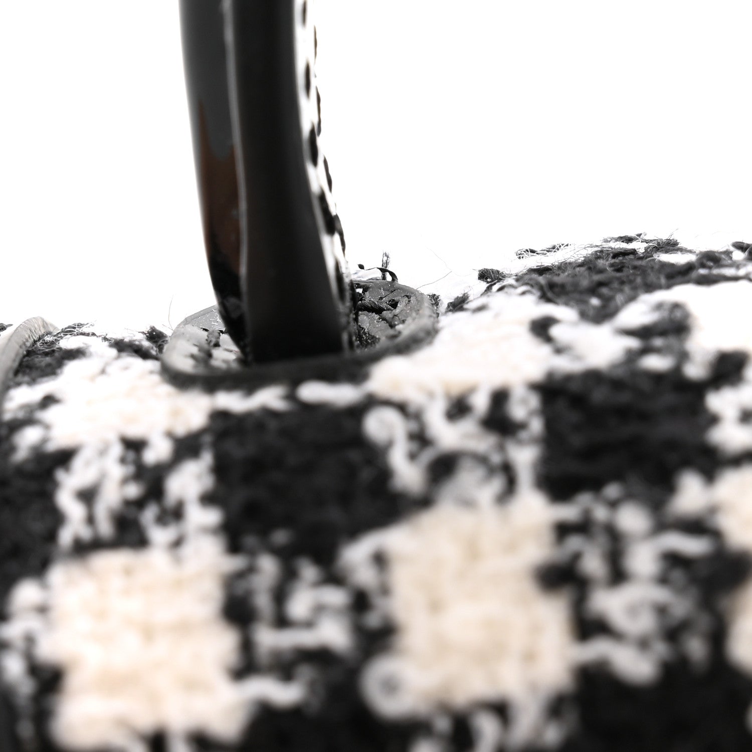 Versace Patent Calfskin Tweed Houndstooth Medusa Small Top Handle Handbag Black White 12 of 12