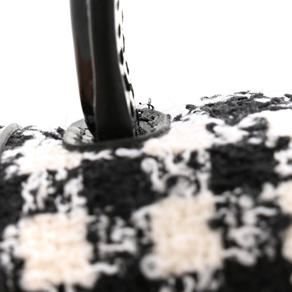 Versace Patent Calfskin Tweed Houndstooth Medusa Small Top Handle Handbag Black White 12 of 12