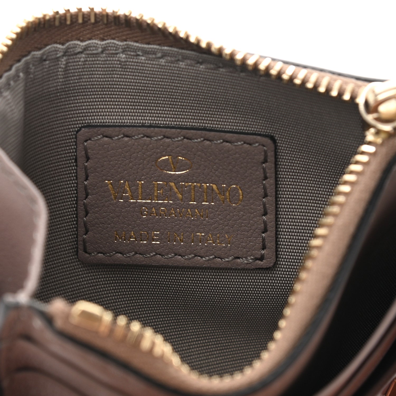 Valentino Garavani Vitello Rockstud Card Holder With Zipper Poudre 6 of 6