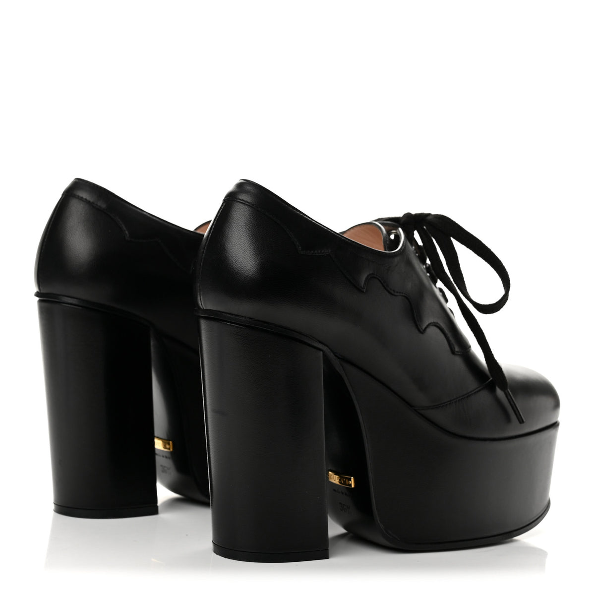 Gucci Malaga Kid Otis Lace Up Platform Pumps 36.5 Black 5 of 11