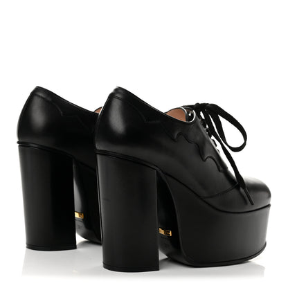 Gucci Malaga Kid Otis Lace Up Platform Pumps 36.5 Black 5 of 11