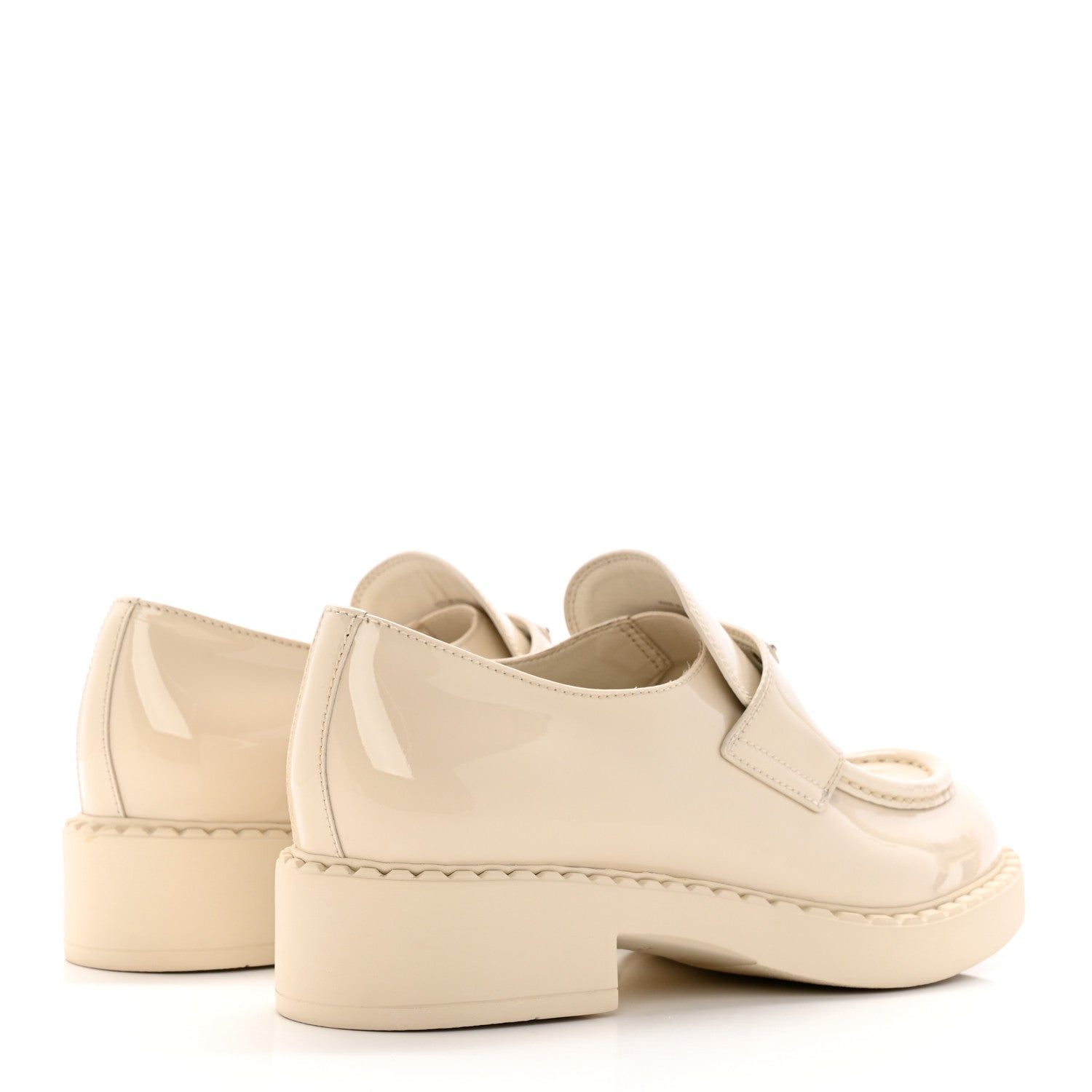 Prada Vernice Metal Triangle Logo 50mm Loafers 41 Avorio 4 of 12