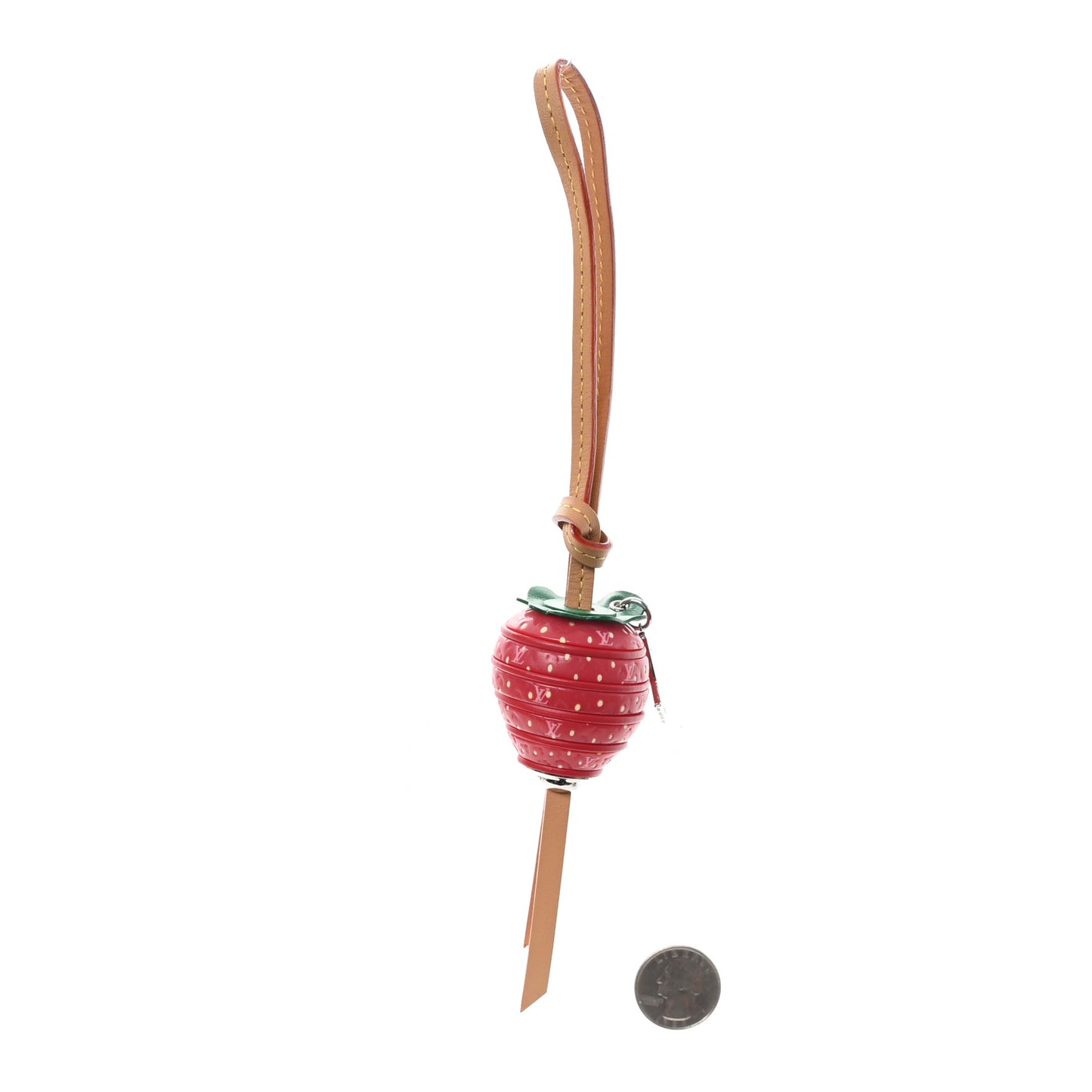 Calfskin Resin Strawberry Bag Charm Red