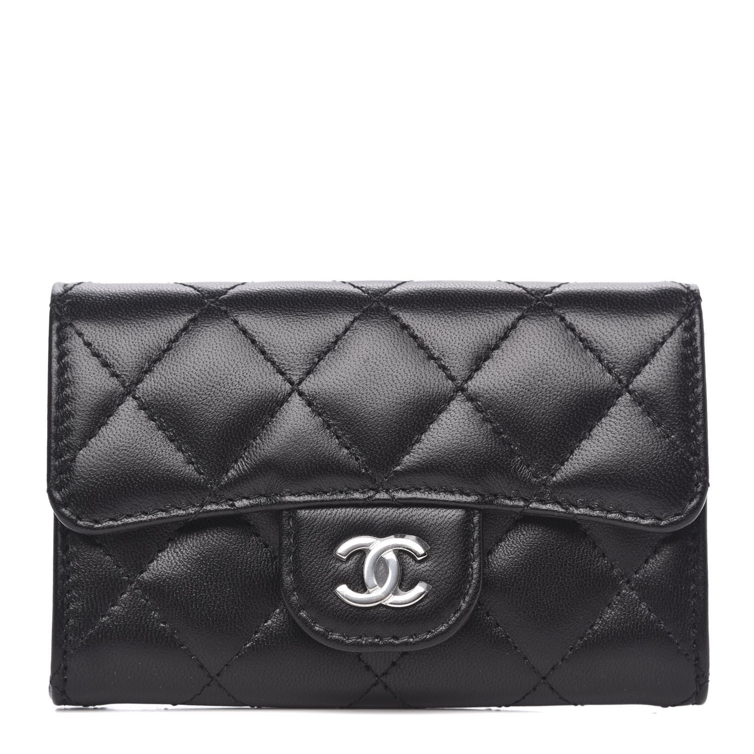 Chanel Lambskin Quilted Flap Card Holder Black 1 of 8