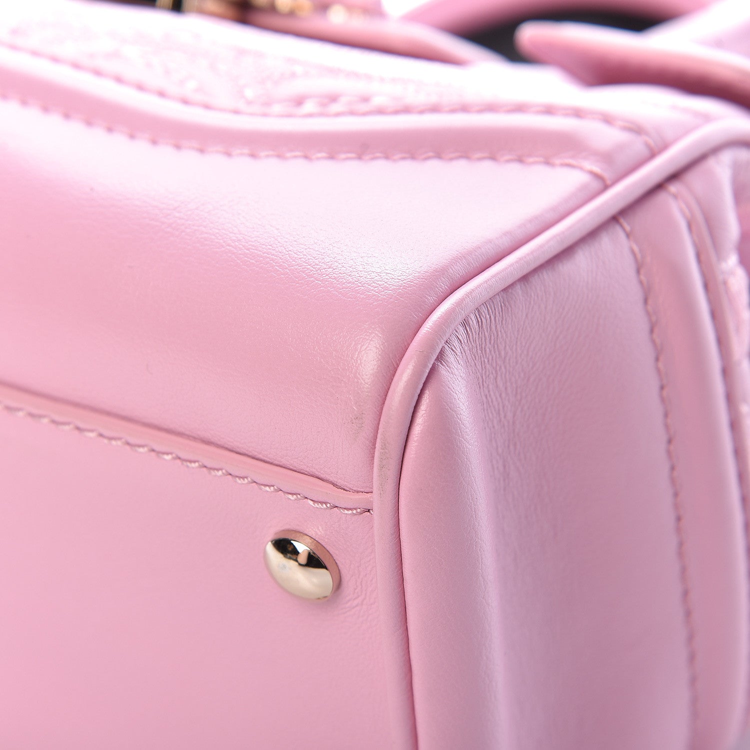 Versace Calfskin Embroidered Medium Baroque Palazzo Empire Bag Pink 11 of 15