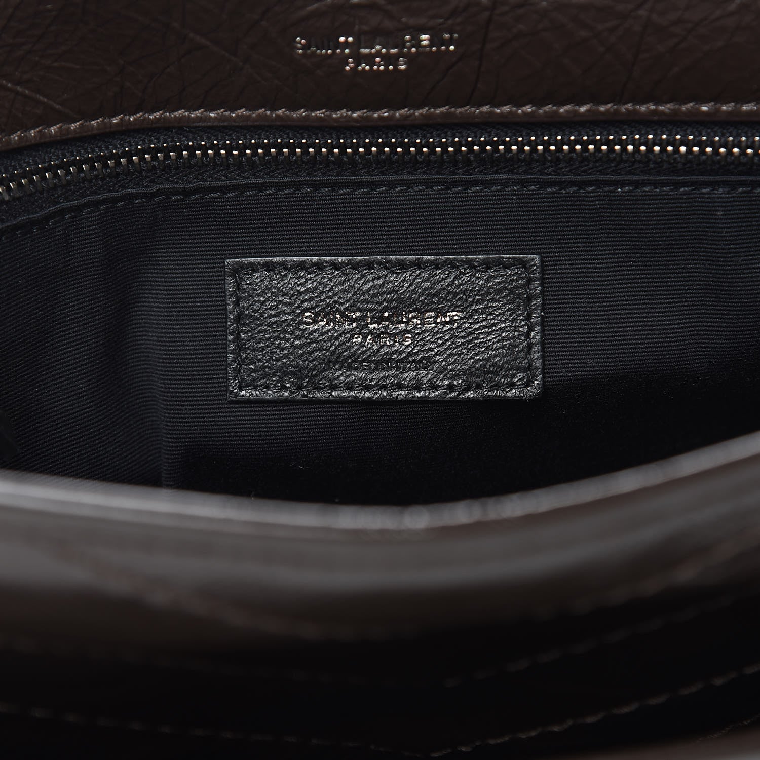 Saint Laurent Crinkled Calfskin Matelasse Monogram Medium Niki Chain Satchel Western Moka 7 of 9