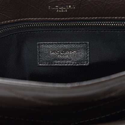 Saint Laurent Crinkled Calfskin Matelasse Monogram Medium Niki Chain Satchel Western Moka 7 of 9